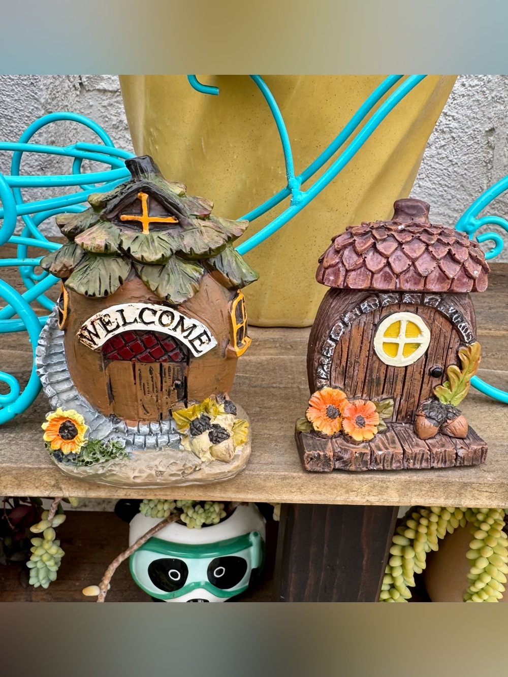 Magical Fairy House Duo Welcome Cottage + Acorn House - Fairy Garden Decor